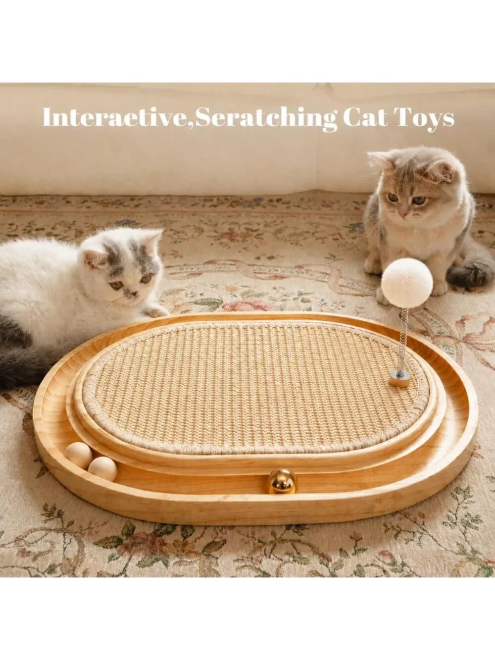 Interactive Sisal Cat Scratcher Pad & Puzzle Toy | Mental Stimulation & Exercise
